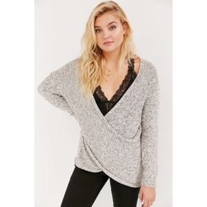 Kimchi Blue Sunny Surplice Sweater Gray Kimchi Blue Sunny Surplice Sweater Gray